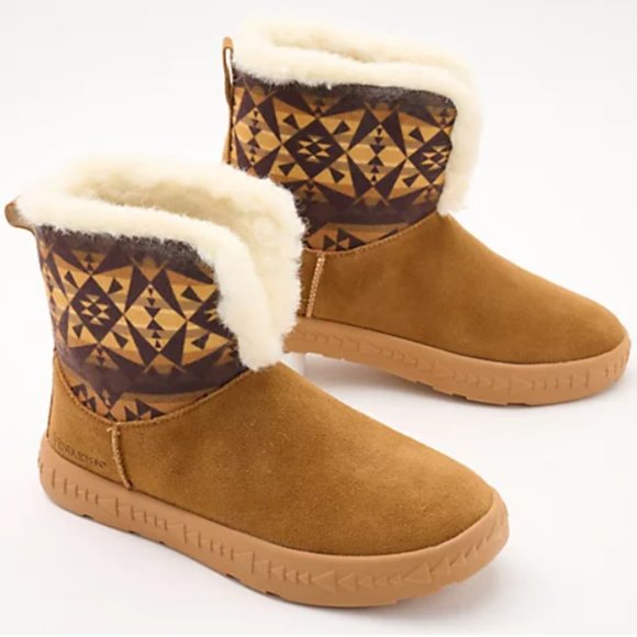 Pendleton Shoes - Pendleton Women's Cabin Fold-Down Shearling Lined Winter Boots Mesa Toffee Sz 7